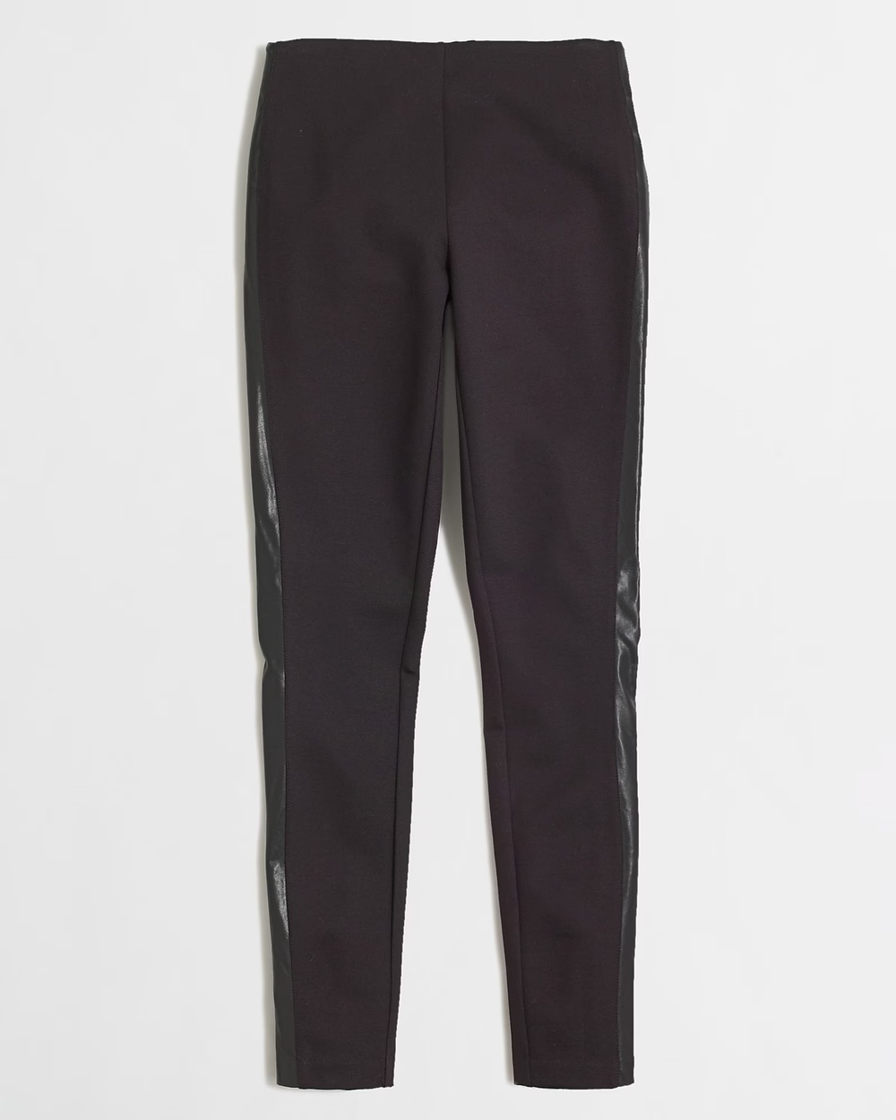 J. CREW The Gigi Pant Gray Black Vegan Faux Leather Strip Stretch Pants Size 12